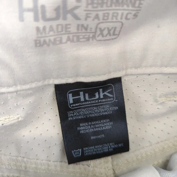 Huk Fishing Performance Shorts Mens XXL 2XL Beige Utility Zip Pocket Outdoor - Picture 4 of 12